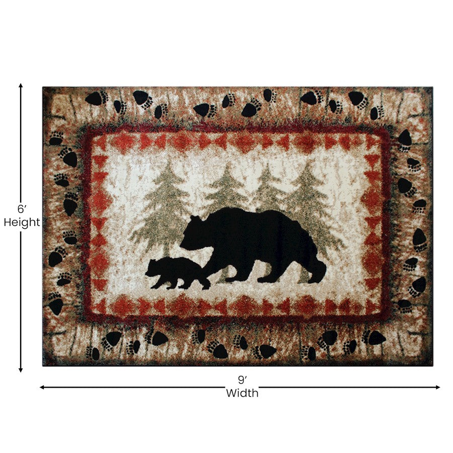 Flash Furniture Ursus 6' X 9' Bear And Cub Area Rug, Brown