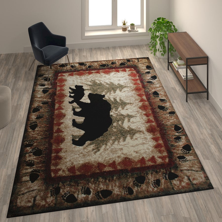 Flash Furniture Ursus 8' X 10' Bear/Cub Area Rug, Brown