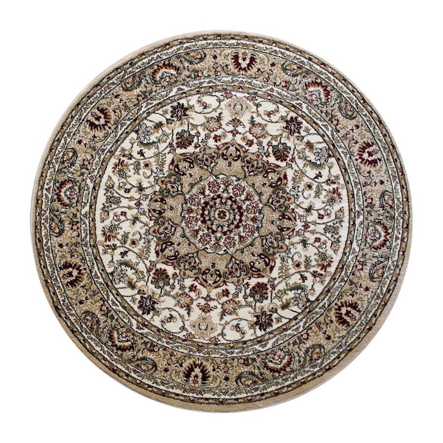 Flash Furniture Mersin 4X4 Persian Round Area Rug, Ivory