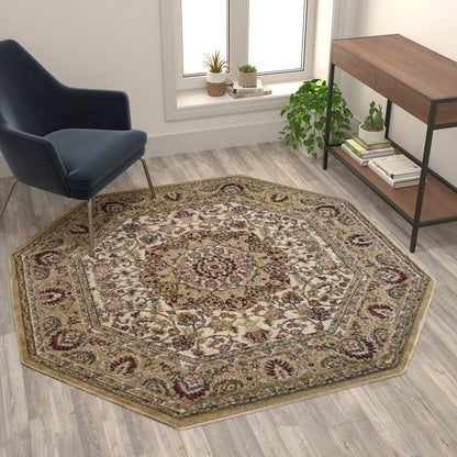 Flash Furniture Mersin 5X5 Persian Octagonarea Rug, Ivory