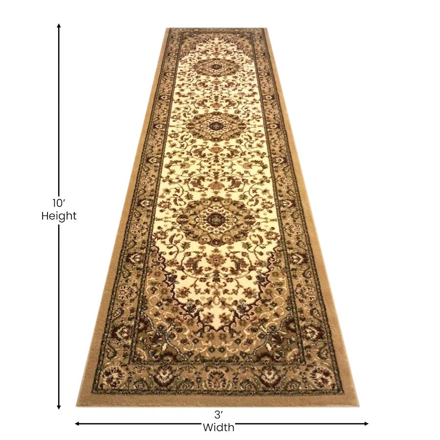 Flash Furniture Mersin 3X10 Persian Area Rug, Ivory