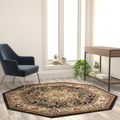 Flash Furniture Mersin 5X5 Persian Area Rug, Black