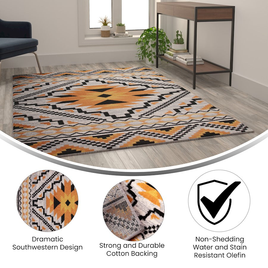 Flash Payson 5' x 7' Area Rug, Orange