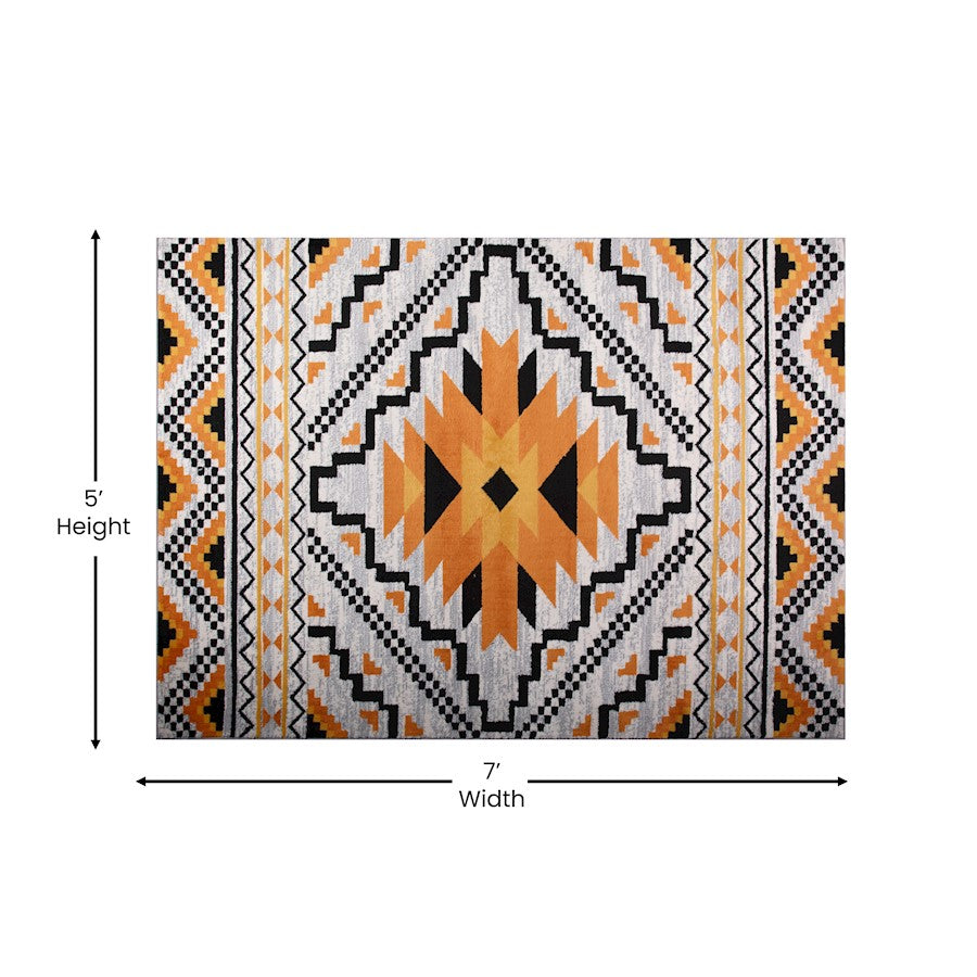 Flash Payson 5' x 7' Area Rug, Orange