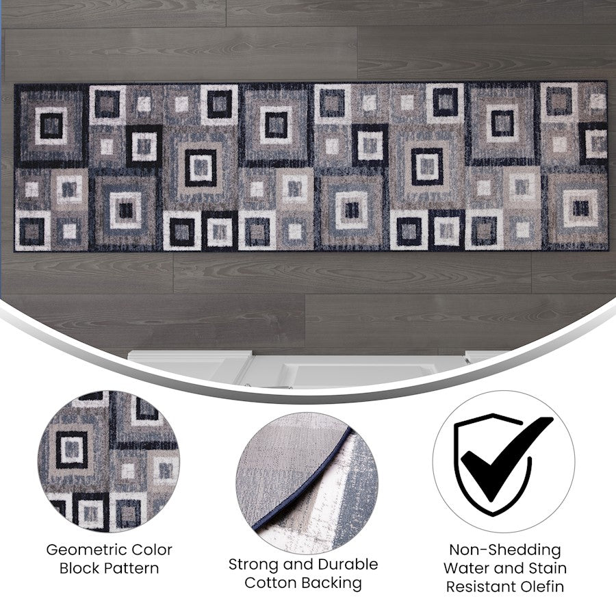 Flash Gideon 2x7 Geometric Rug, Blue