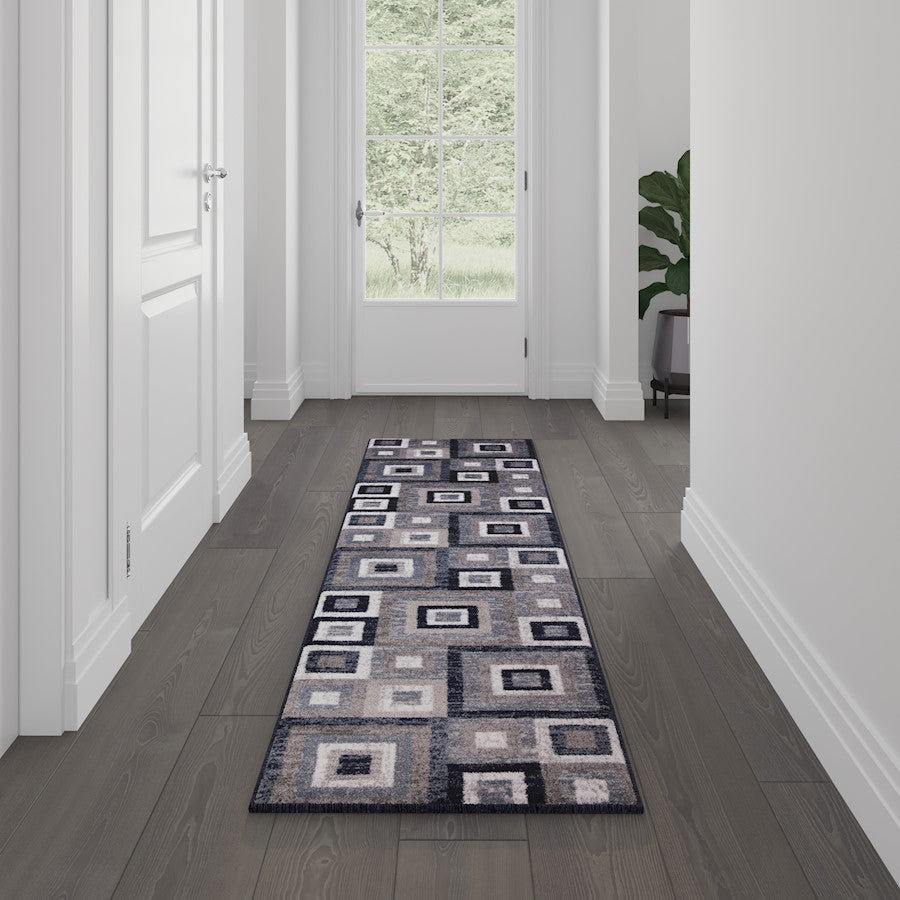 Flash Gideon 2x7 Geometric Rug, Blue
