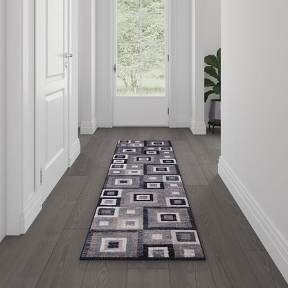 Flash Gideon 2x7 Geometric Rug, Blue