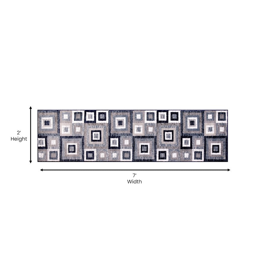 Flash Gideon 2x7 Geometric Rug, Blue