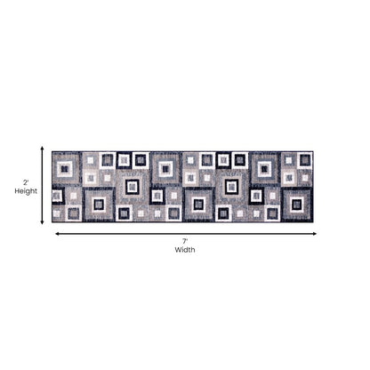 Flash Gideon 2x7 Geometric Rug, Blue