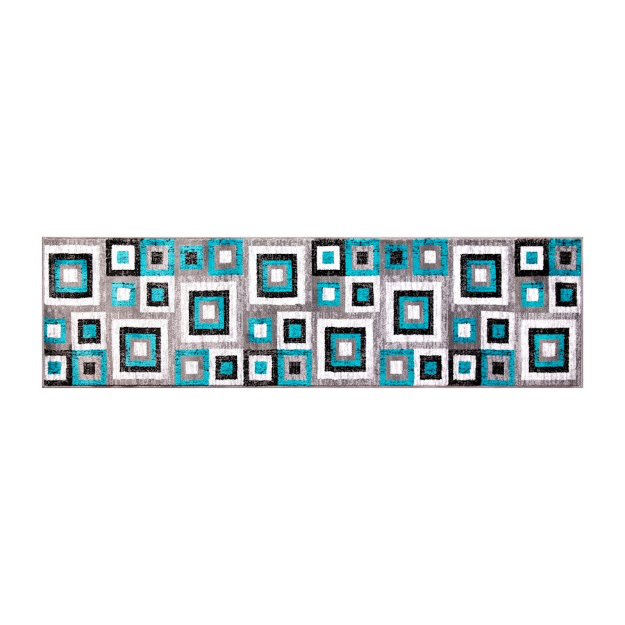 Flash Gideon 2x7 Geometric Rug, Turquoise