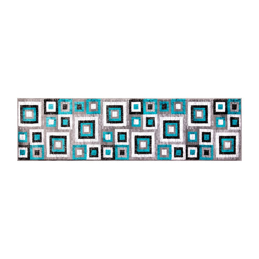 Flash Gideon 2x7 Geometric Rug, Turquoise