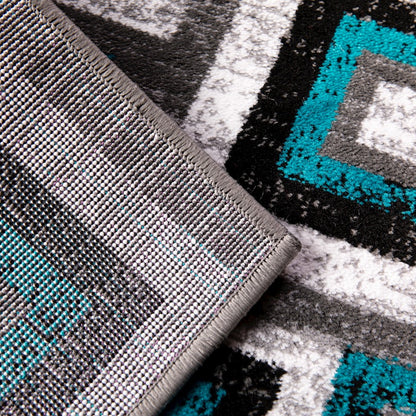 Flash Gideon 2x7 Geometric Rug, Turquoise