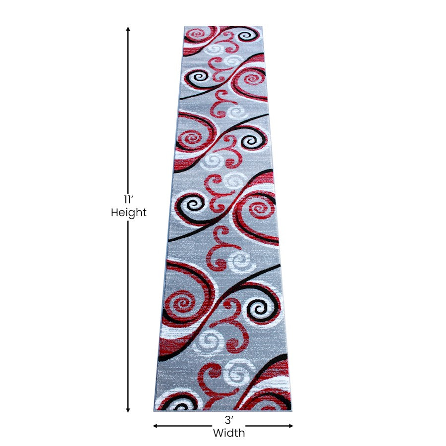 Flash Furniture Valli 2X11 Modern Area Rug, Red