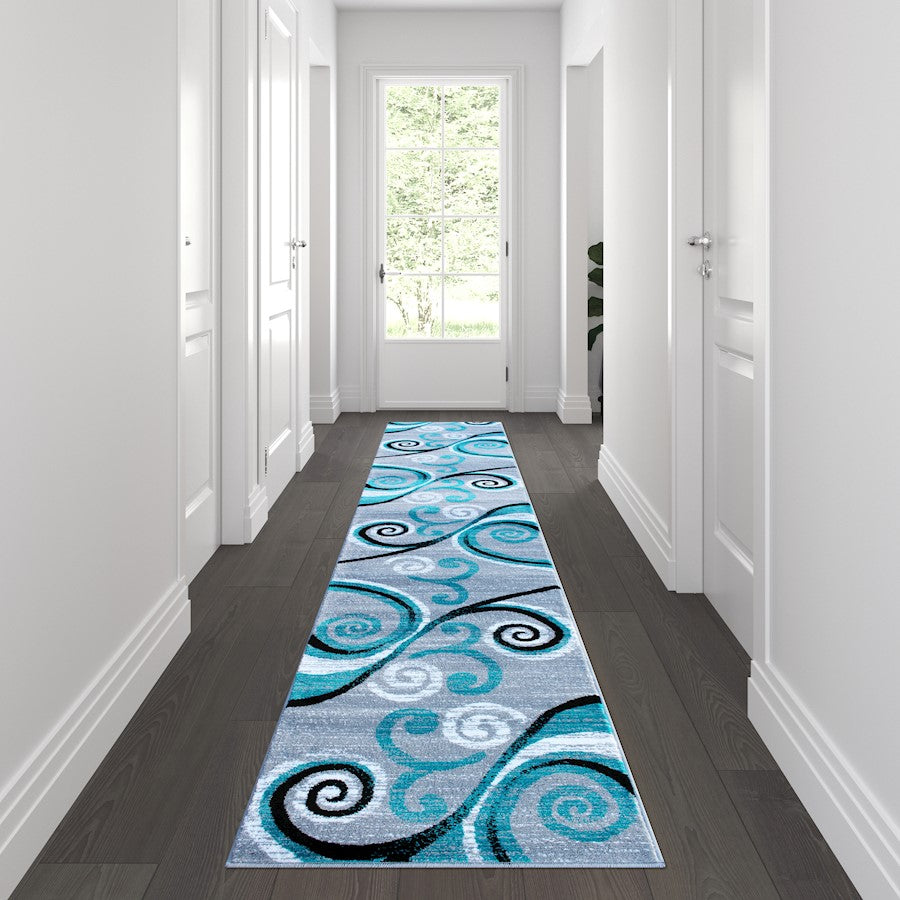 Flash Furniture Valli 2X11 Modern Area Rug, Turquoise