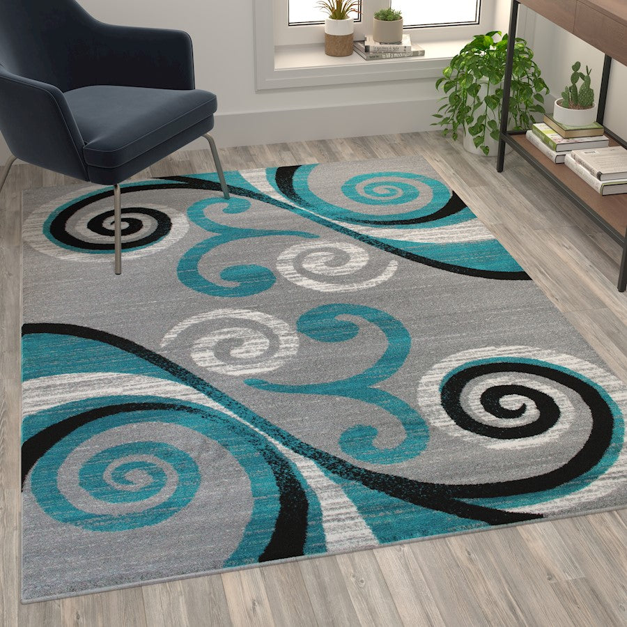 Flash Furniture Valli 5X7 Modern Area Rug, Turquoise