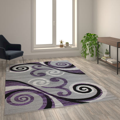 Flash Furniture Valli 6X9 Modern Area Rug, Purple