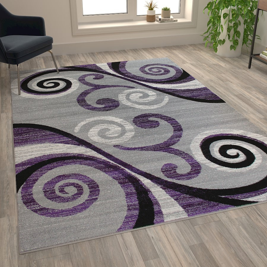 Flash Furniture Valli 6X9 Modern Area Rug, Purple