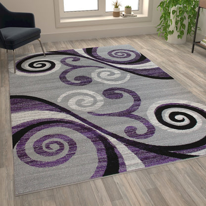 Flash Furniture Valli 6X9 Modern Area Rug, Purple