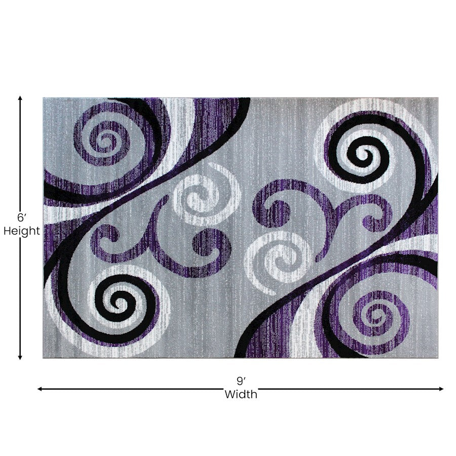 Flash Furniture Valli 6X9 Modern Area Rug, Purple