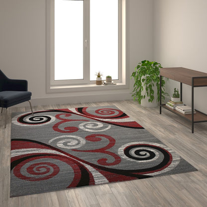 Flash Furniture Valli 6X9 Modern Area Rug, Red