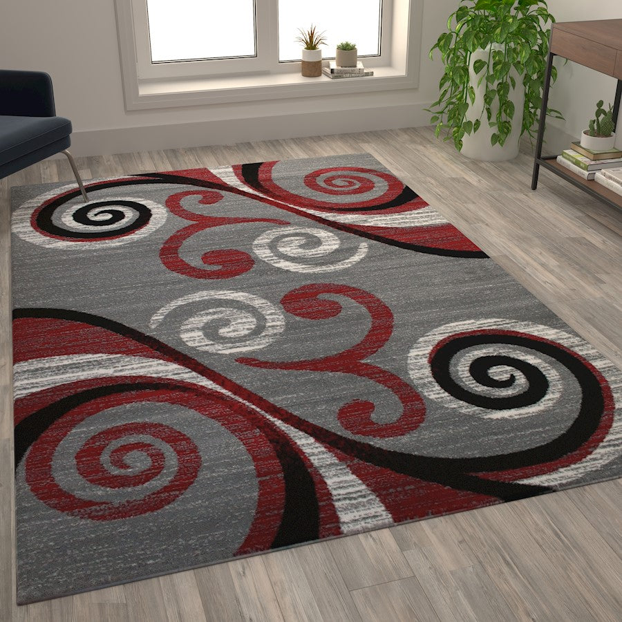 Flash Furniture Valli 6X9 Modern Area Rug, Red