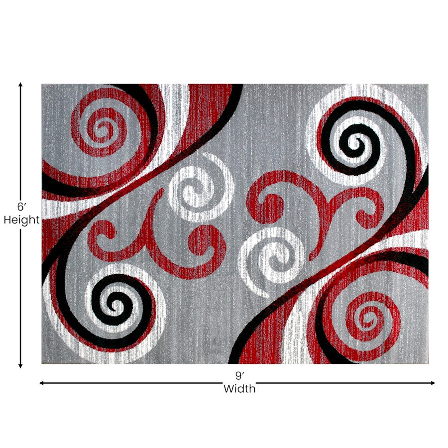Flash Furniture Valli 6X9 Modern Area Rug, Red