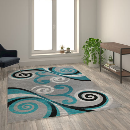 Flash Furniture Valli 6X9 Modern Area Rug, Turquoise