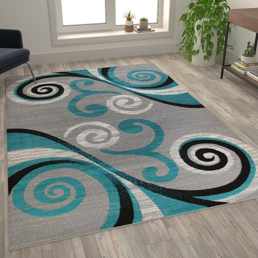 Flash Furniture Valli 6X9 Modern Area Rug, Turquoise