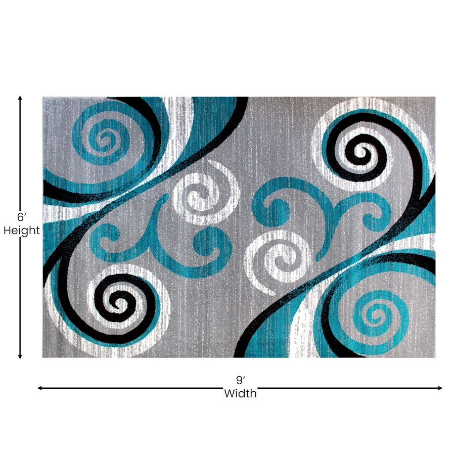 Flash Furniture Valli 6X9 Modern Area Rug, Turquoise