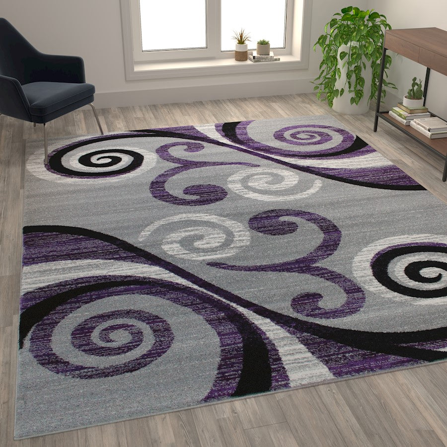 Flash Furniture Valli 8X10 Modern Area Rug, Purple