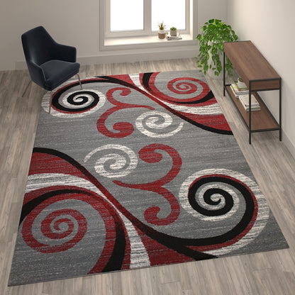 Flash Furniture Valli 8X10 Modern Area Rug, Red