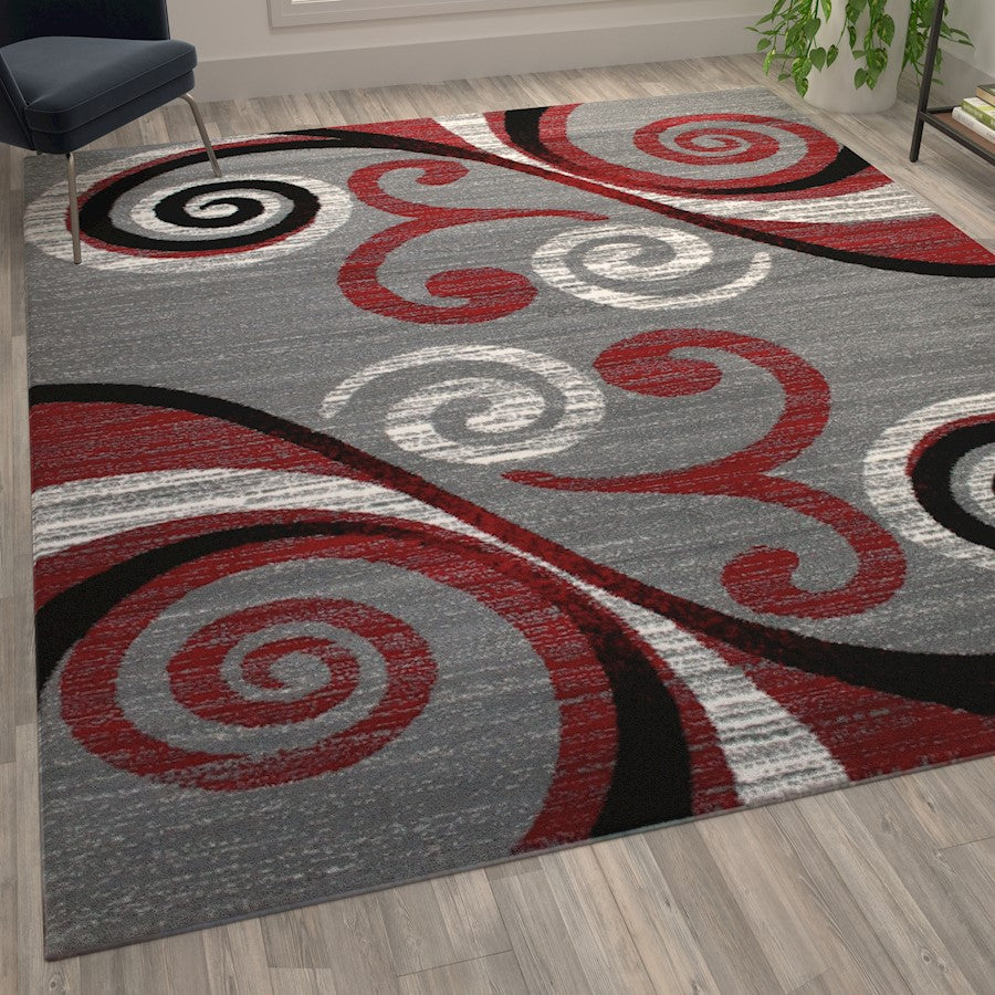 Flash Furniture Valli 8X10 Modern Area Rug, Red