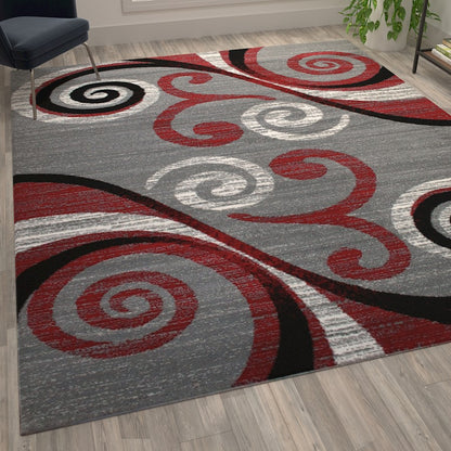 Flash Furniture Valli 8X10 Modern Area Rug, Red