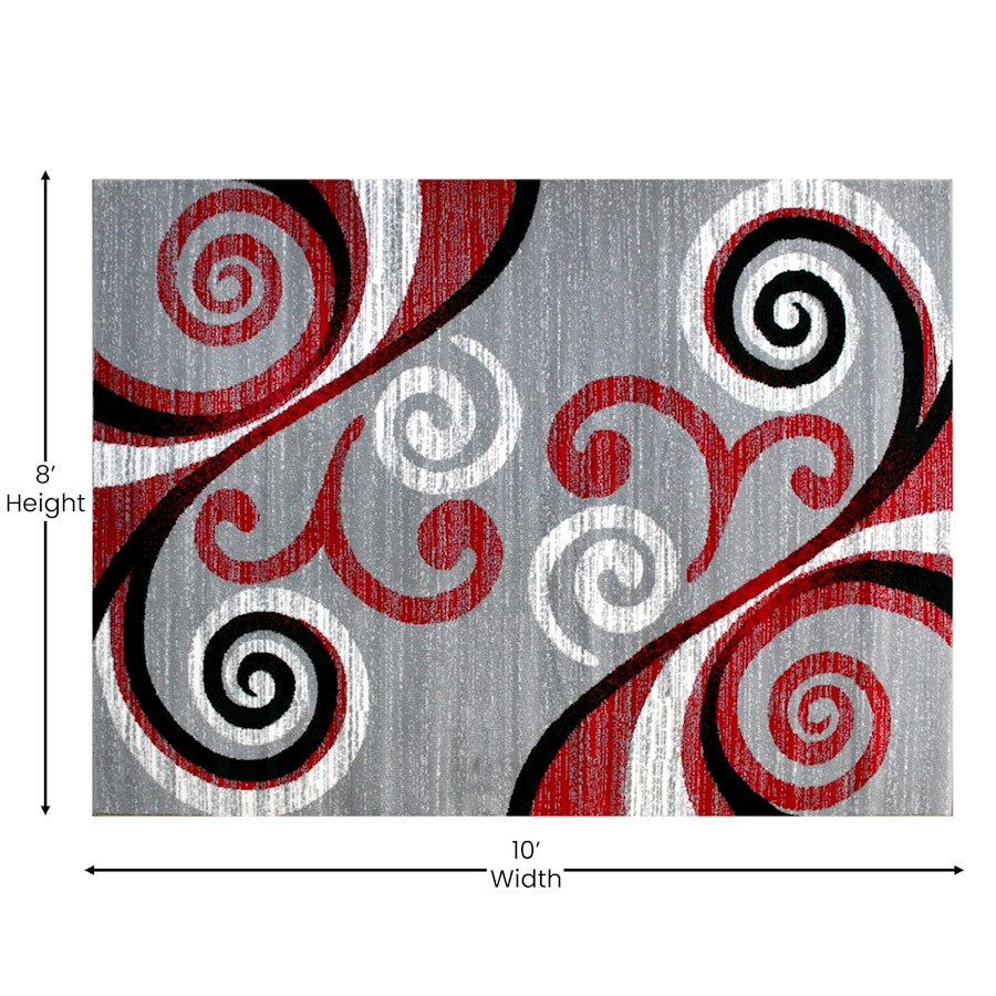 Flash Furniture Valli 8X10 Modern Area Rug, Red