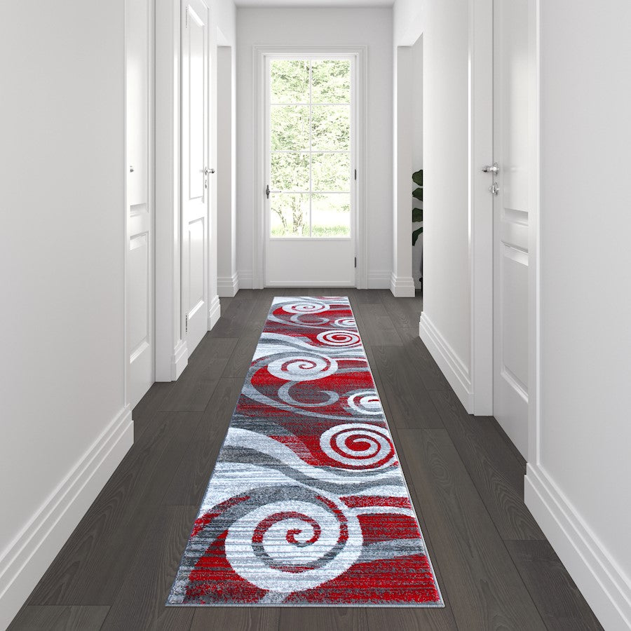 Flash Furniture Cirrus 2X11 Swirl Area Rug, Red