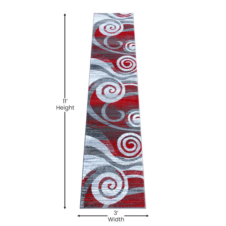 Flash Furniture Cirrus 2X11 Swirl Area Rug, Red