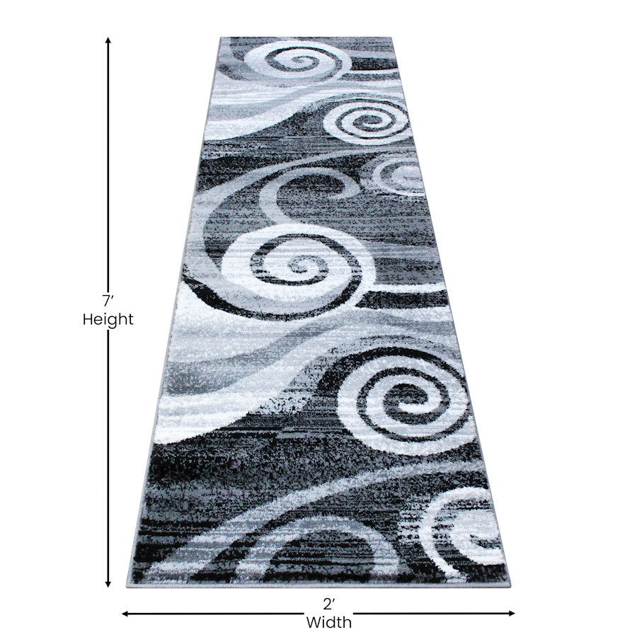 Flash Furniture Cirrus 2X7 Swirl Area Rug, Grey