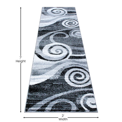 Flash Furniture Cirrus 2X7 Swirl Area Rug, Grey