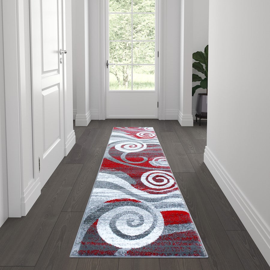 Flash Furniture Cirrus 2X7 Swirl Area Rug, Red