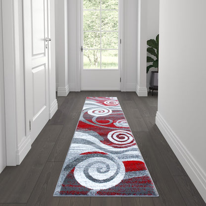 Flash Furniture Cirrus 2X7 Swirl Area Rug, Red