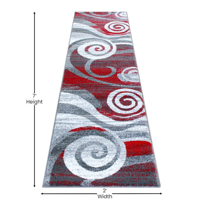 Flash Furniture Cirrus 2X7 Swirl Area Rug, Red