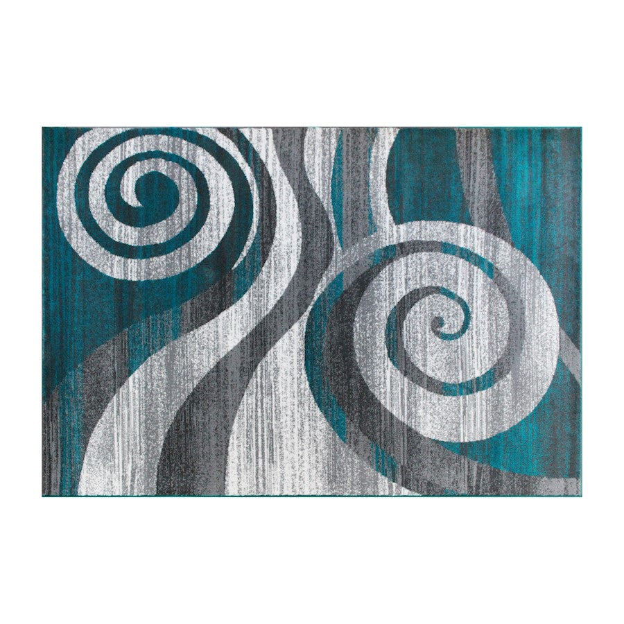 Flash Furniture Cirrus 5X7 Swirl Area Rug, Turquoise