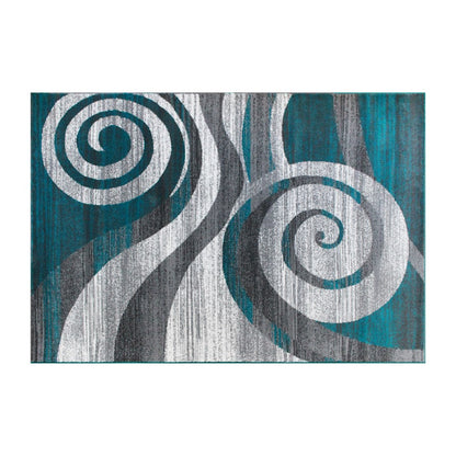 Flash Furniture Cirrus 5X7 Swirl Area Rug, Turquoise
