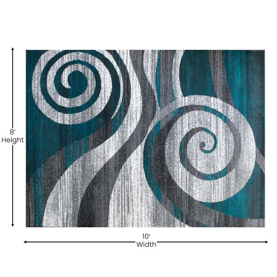 Flash Furniture Cirrus 8X10 Swirl Area Rug, Turquoise