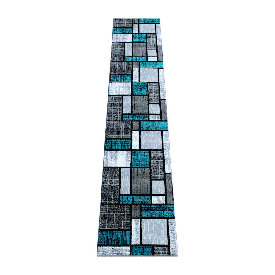 Flash Furniture Raven 2X11 Block Area Rug, Turquoise