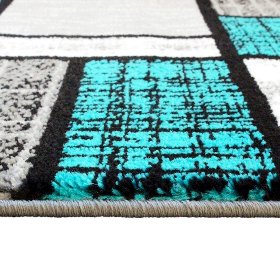 Flash Furniture Raven 2X11 Block Area Rug, Turquoise