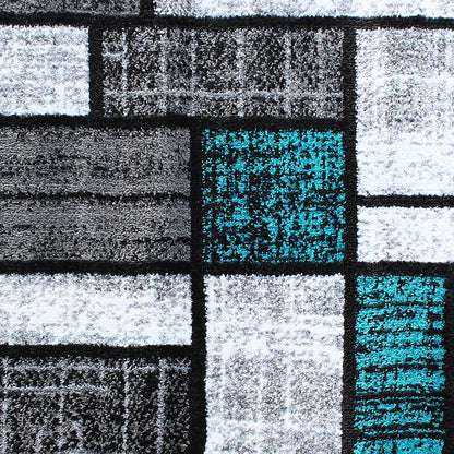 Flash Furniture Raven 2X11 Block Area Rug, Turquoise