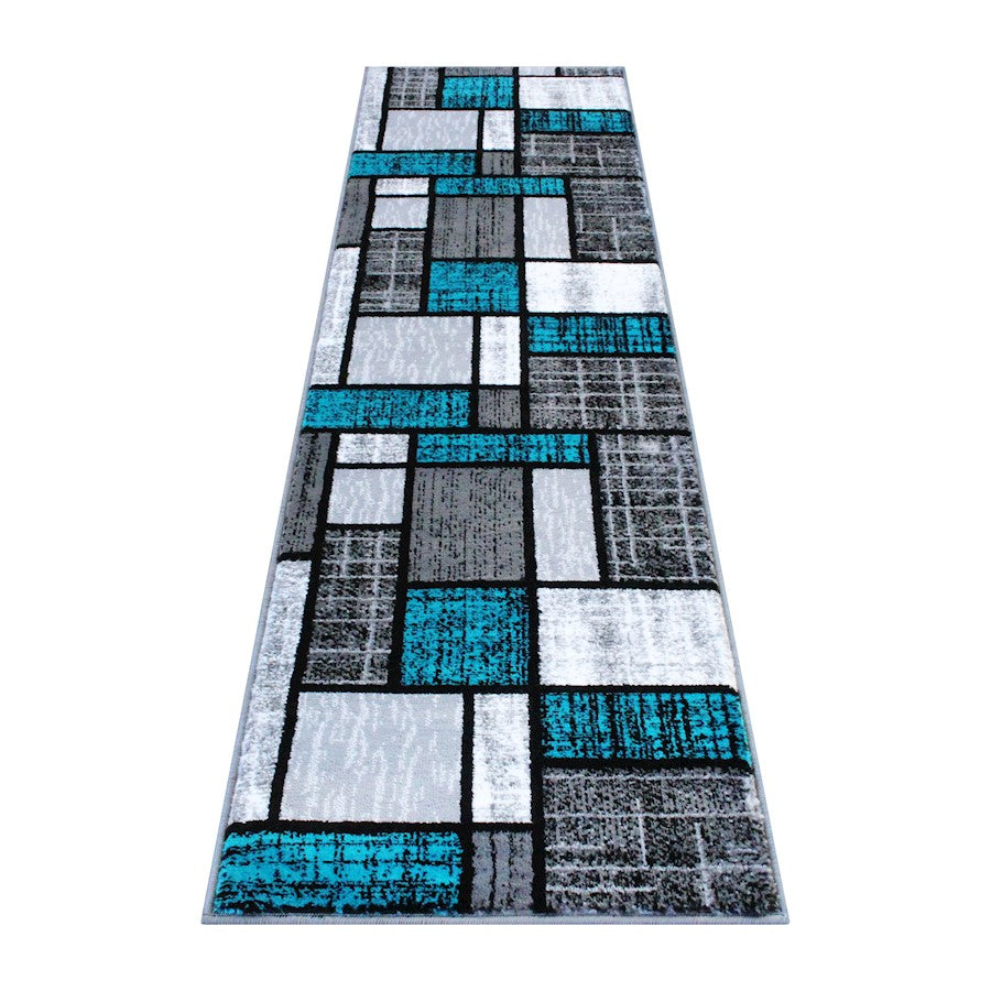 Flash Furniture Raven 2X7 Block Area Rug, Turquoise