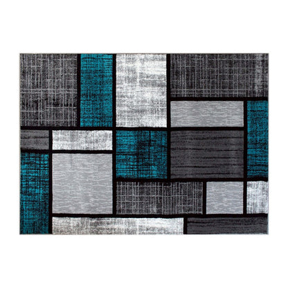 Flash Furniture Raven 5X7 Block Area Rug, Turquoise