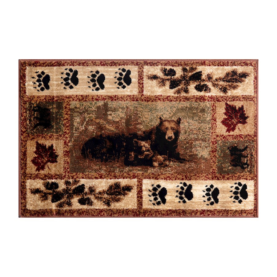 Flash Furniture Vassa 5X7 Bear -Cubs Area Rug, Brown